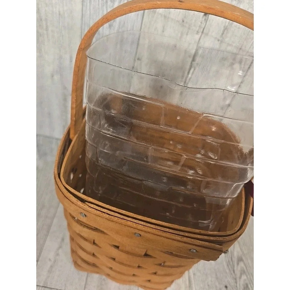 Longaberger Basket with Charm Vertical Handled 1993 Protector 10